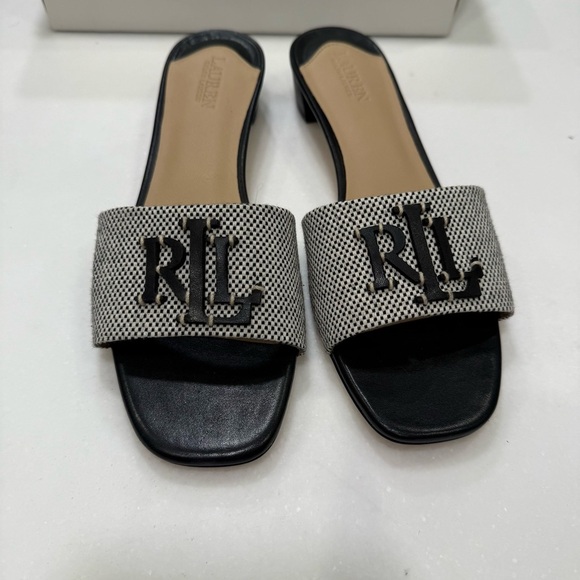 Ralph Lauren “Fay” Women’s Canvas & Leather Sandals Ivory/Black Sz 7.5 - Picture 10 of 10